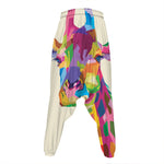 Colorful Giraffe Portrait Print Hammer Pants