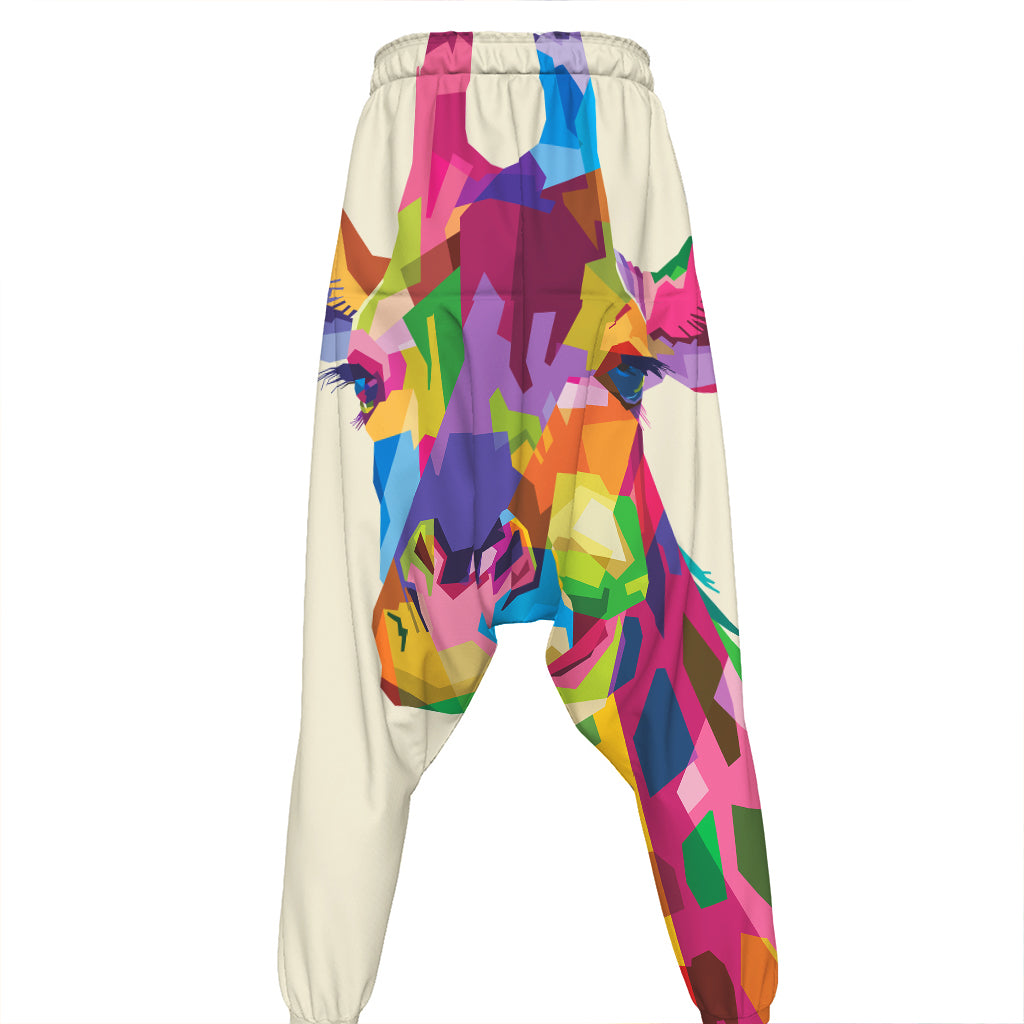 Colorful Giraffe Portrait Print Hammer Pants