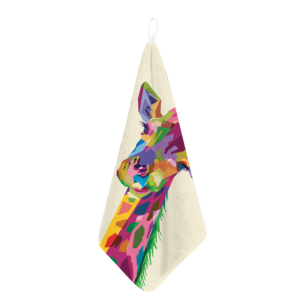 Colorful Giraffe Portrait Print Hand Towel