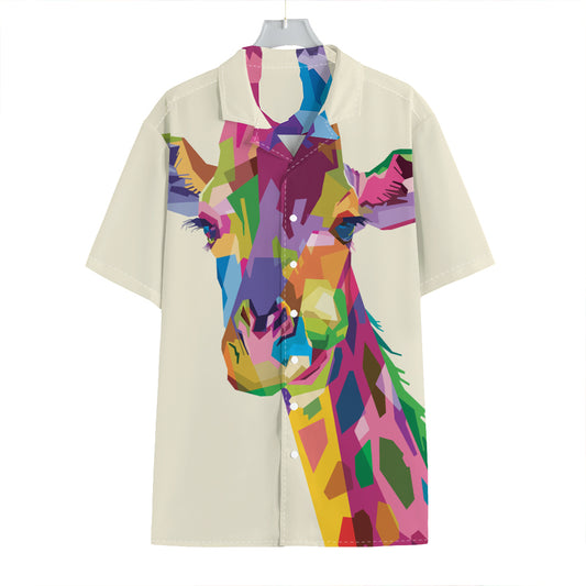 Colorful Giraffe Portrait Print Hawaiian Shirt