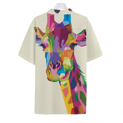 Colorful Giraffe Portrait Print Hawaiian Shirt