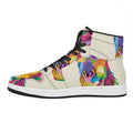 Colorful Giraffe Portrait Print High Top Leather Sneakers