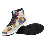 Colorful Giraffe Portrait Print High Top Leather Sneakers