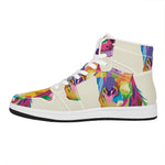 Colorful Giraffe Portrait Print High Top Leather Sneakers