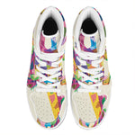 Colorful Giraffe Portrait Print High Top Leather Sneakers