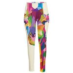 Colorful Giraffe Portrait Print High-Waisted Pocket Leggings
