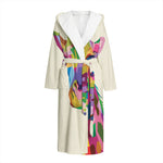 Colorful Giraffe Portrait Print Hooded Bathrobe