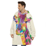 Colorful Giraffe Portrait Print Hoodie Blanket