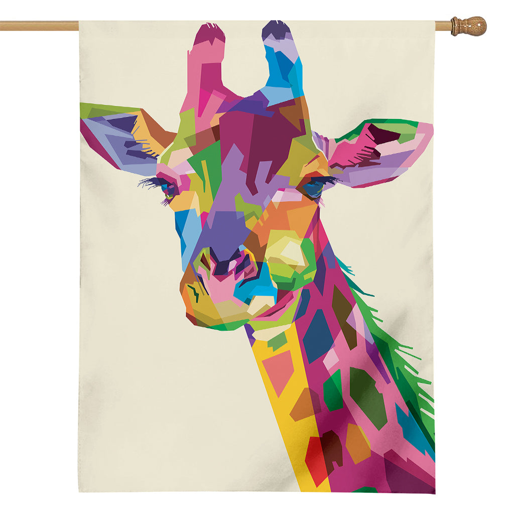 Colorful Giraffe Portrait Print House Flag