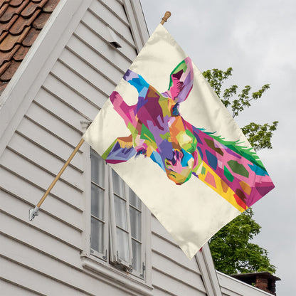 Colorful Giraffe Portrait Print House Flag