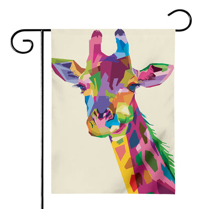 Colorful Giraffe Portrait Print House Flag