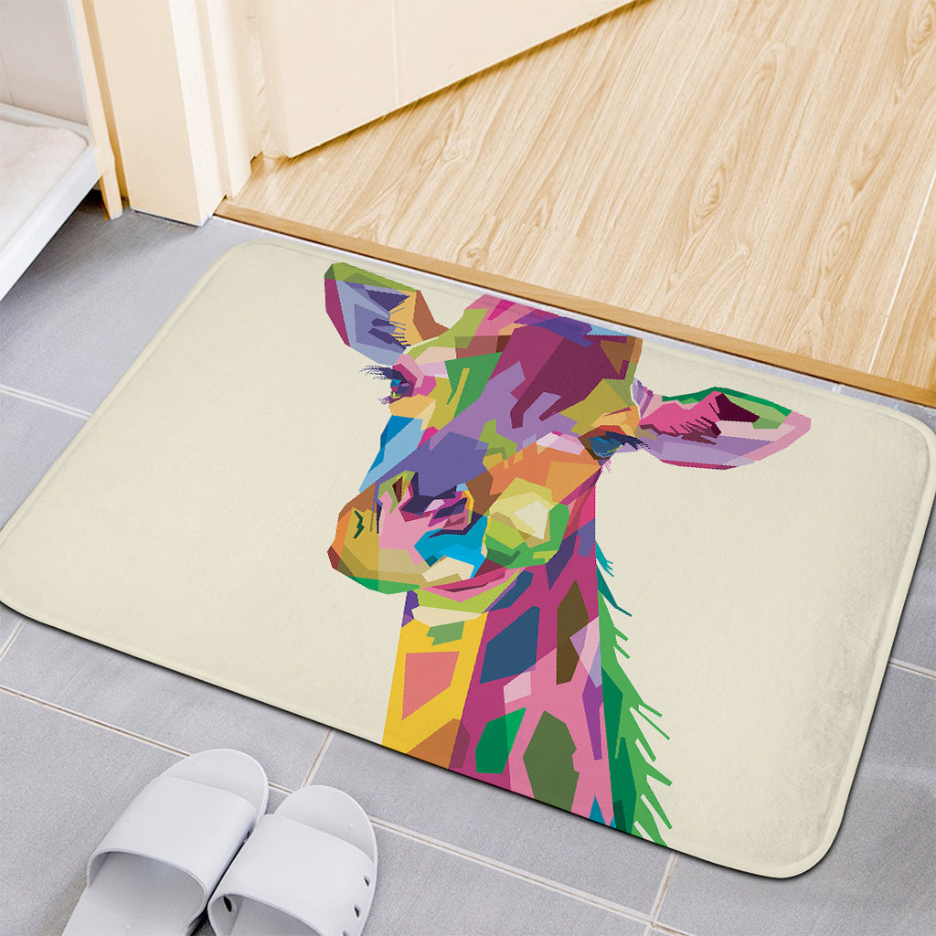 Colorful Giraffe Portrait Print Indoor Door Mat