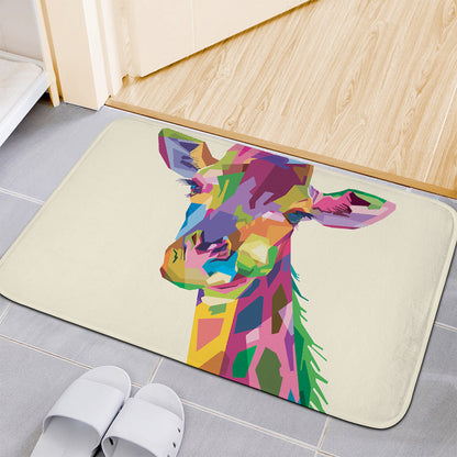 Colorful Giraffe Portrait Print Indoor Door Mat