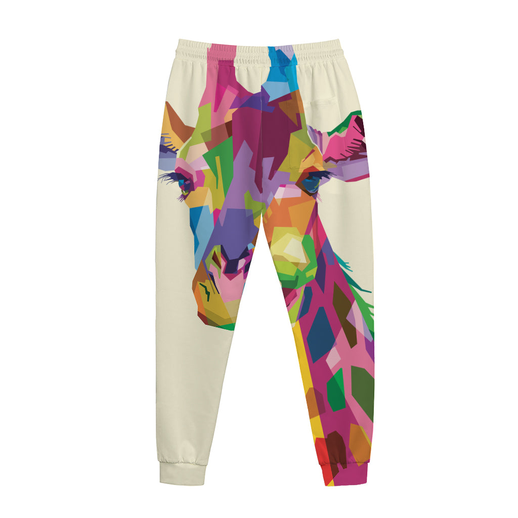 Colorful Giraffe Portrait Print Jogger Pants