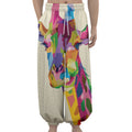 Colorful Giraffe Portrait Print Lantern Pants