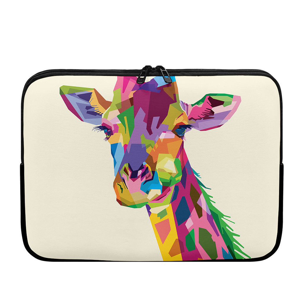 Colorful Giraffe Portrait Print Laptop Sleeve