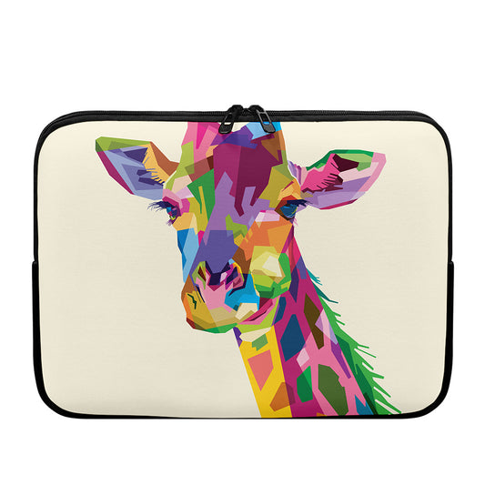 Colorful Giraffe Portrait Print Laptop Sleeve