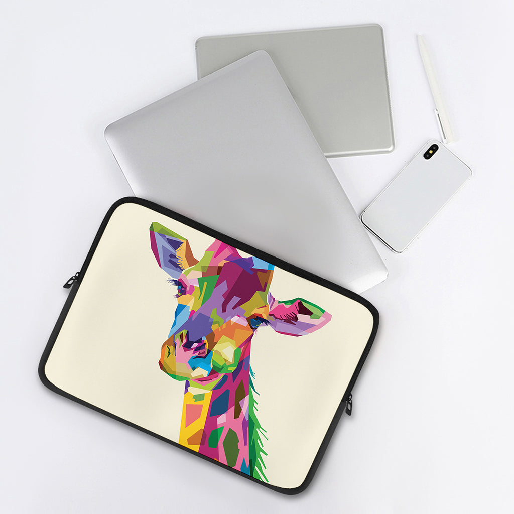 Colorful Giraffe Portrait Print Laptop Sleeve
