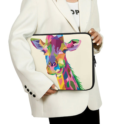 Colorful Giraffe Portrait Print Laptop Sleeve
