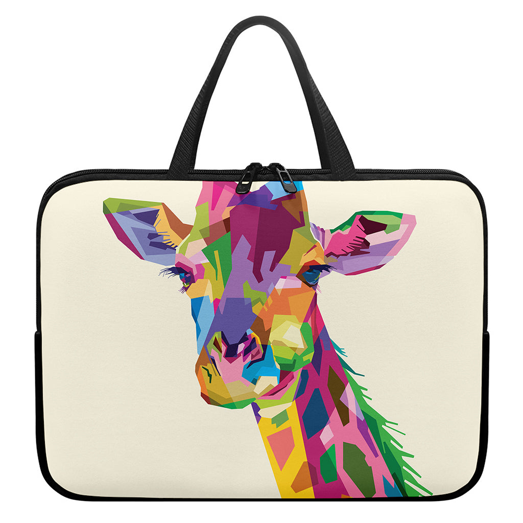 Colorful Giraffe Portrait Print Laptop Sleeve With Handle