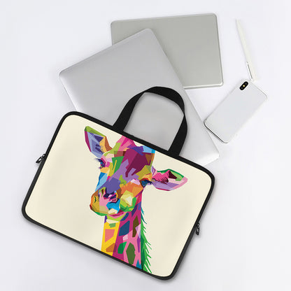 Colorful Giraffe Portrait Print Laptop Sleeve With Handle