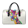 Colorful Giraffe Portrait Print Leather Duffel Bag
