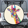 Colorful Giraffe Portrait Print Leather Spare Tire Cover