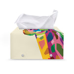 Colorful Giraffe Portrait Print Leather Tissue Box Cover