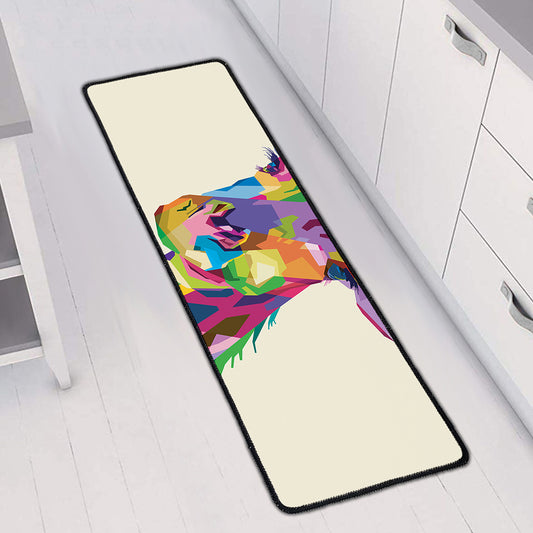 Colorful Giraffe Portrait Print Long Kitchen Mat