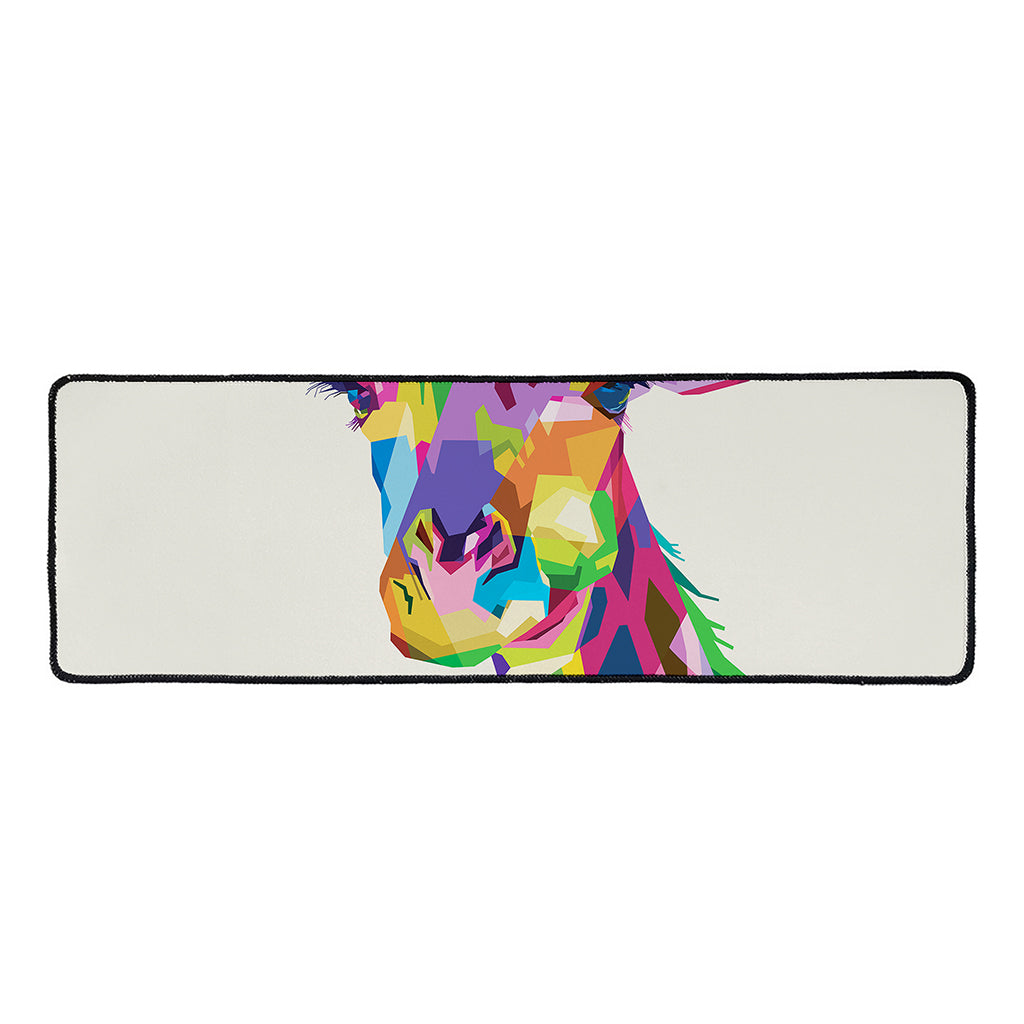 Colorful Giraffe Portrait Print Long Kitchen Mat