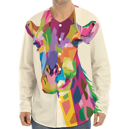 Colorful Giraffe Portrait Print Long Sleeve Baseball Jersey