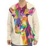 Colorful Giraffe Portrait Print Long Sleeve Baseball Jersey