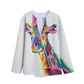 Colorful Giraffe Portrait Print Long Sleeve Short Coat