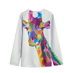Colorful Giraffe Portrait Print Long Sleeve Short Coat