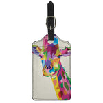 Colorful Giraffe Portrait Print Luggage Tag