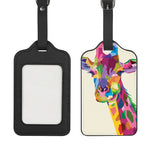 Colorful Giraffe Portrait Print Luggage Tag