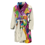 Colorful Giraffe Portrait Print Men's Bathrobe