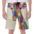 Colorful Giraffe Portrait Print Men's Beach Shorts