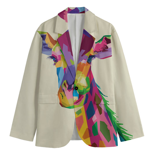 Colorful Giraffe Portrait Print Men's Blazer