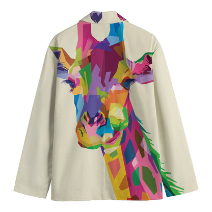 Colorful Giraffe Portrait Print Men's Blazer
