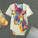 Colorful Giraffe Portrait Print Men's Bodysuit
