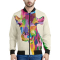 Colorful Giraffe Portrait Print Men's Bomber Jacket