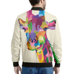 Colorful Giraffe Portrait Print Men's Bomber Jacket