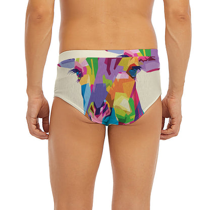 Colorful Giraffe Portrait Print Men's Briefs
