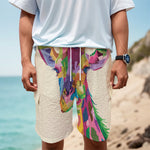 Colorful Giraffe Portrait Print Men's Cargo Shorts