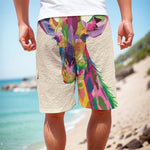 Colorful Giraffe Portrait Print Men's Cargo Shorts