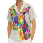 Colorful Giraffe Portrait Print Men's Deep V-Neck Shirt