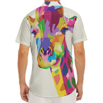 Colorful Giraffe Portrait Print Men's Deep V-Neck Shirt