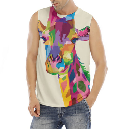 Colorful Giraffe Portrait Print Men's Fitness Tank Top