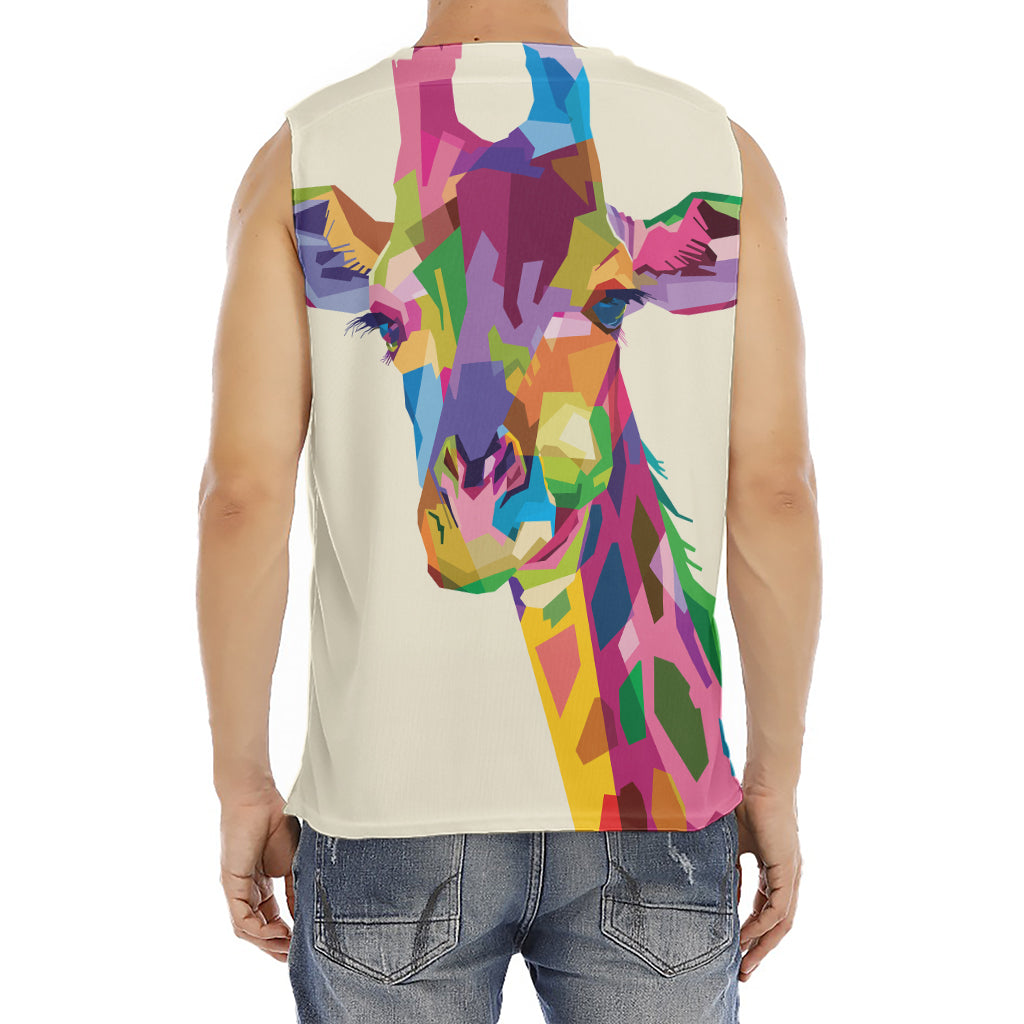 Colorful Giraffe Portrait Print Men's Fitness Tank Top